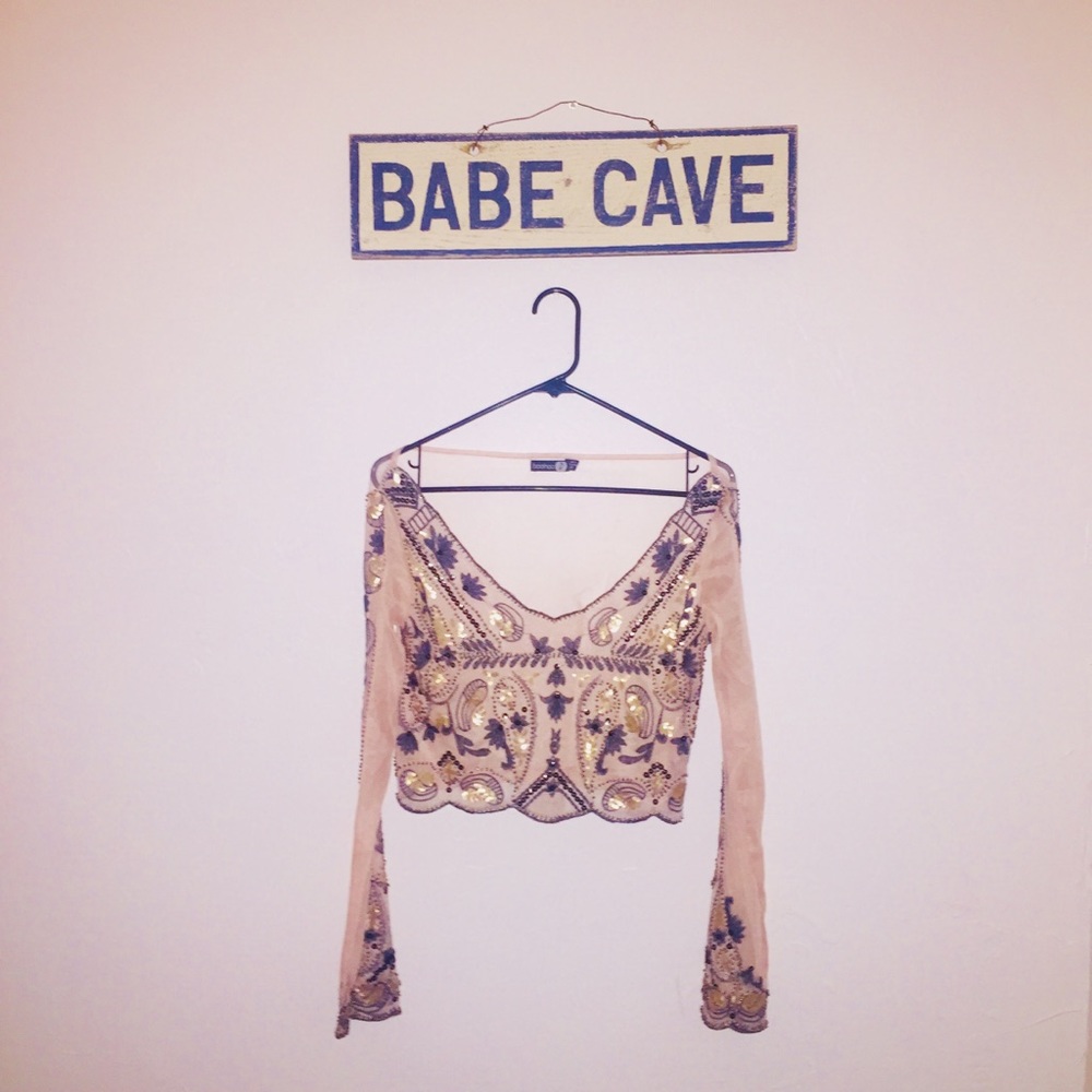 Mesh sequin crop Top